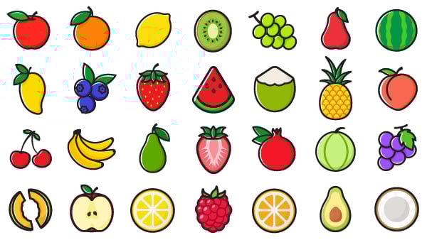 Fruit icon set vector