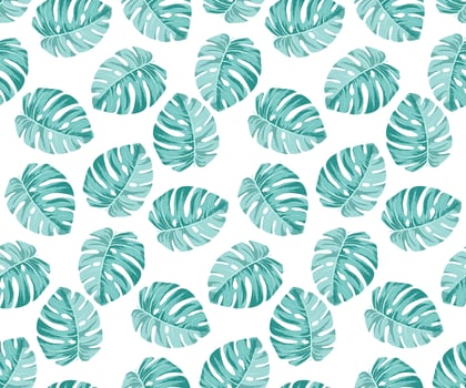 Monstera blue Pattern vector