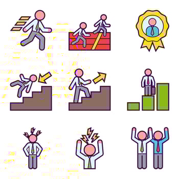 Businessman Career Development Icons vector