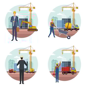 construction engineer cartoon set vector