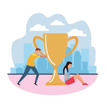 teamwork award cup vector