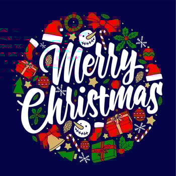 merry christmas greeting card badge pattern vector