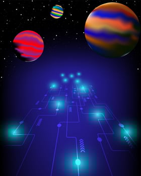 Technology is the path to the universe and the future vector