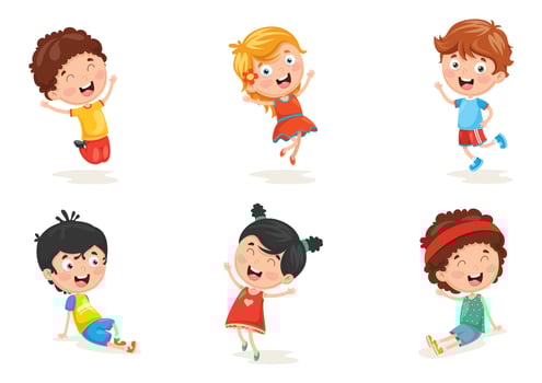 Illustration Of Happy Kid Characters Set vector