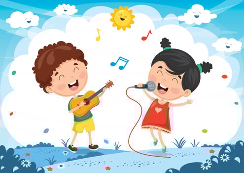 Kids Playing Music And Singing vector