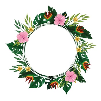 Summer tropical blank card frame vector