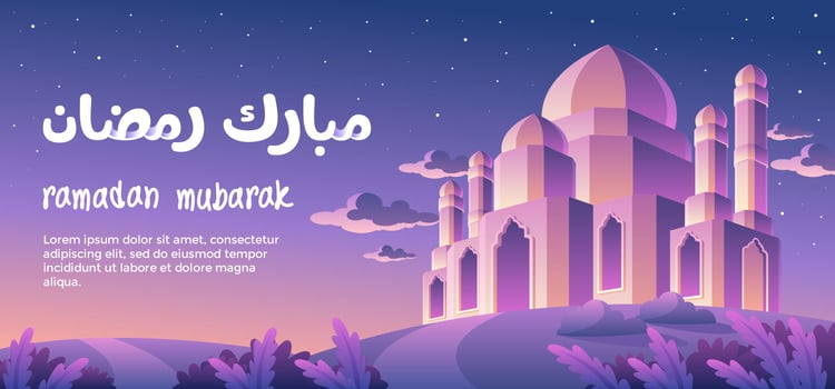 Ramadan Mubarak With Sunset At Dusk vector