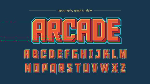 Retro Red Squared Artistic Font vector