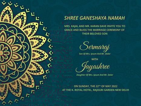Luxury Hindu Wedding Card Vector
