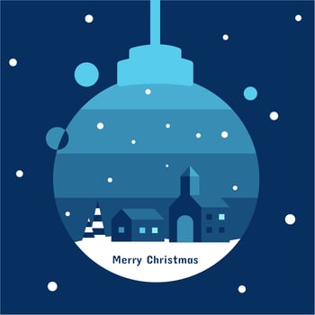 House, tree, and church in Christmas ornament with blue tone in Christmas concept  vector