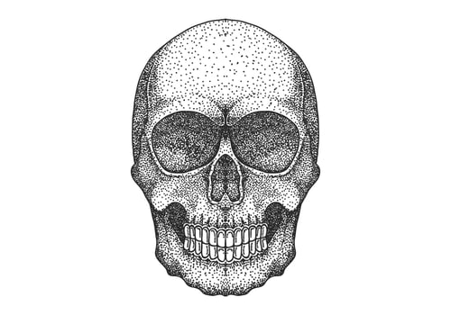 Skull head dot work design  vector
