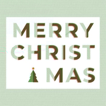 Merry Christmas typography wording in green and red colors with overlapping technique vector
