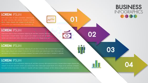 Infographics design minimal modern template with 4 arrow options vector