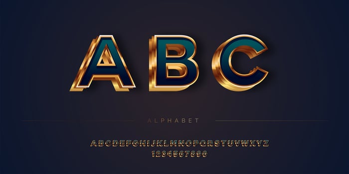 Abstract Golden Layered Luxury style alphabet set vector
