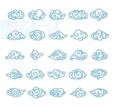 Chinese clouds set collection. vector