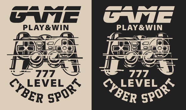 Set of illustration on the gaming theme with glitch effects vector