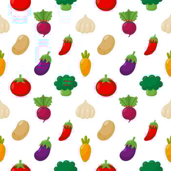 Vegetables icons set seamless pattern  vector