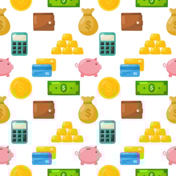 Finance cartoon seamless pattern vector