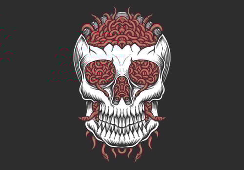 Skull head Worm illustration vector