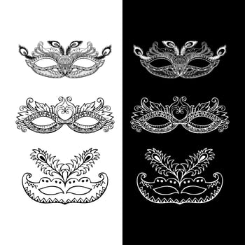 Set of doodle carnival masks vector