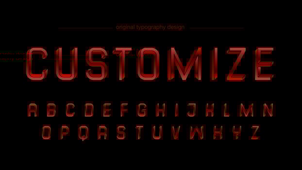 Abstract Chrome Red Artistic Font vector