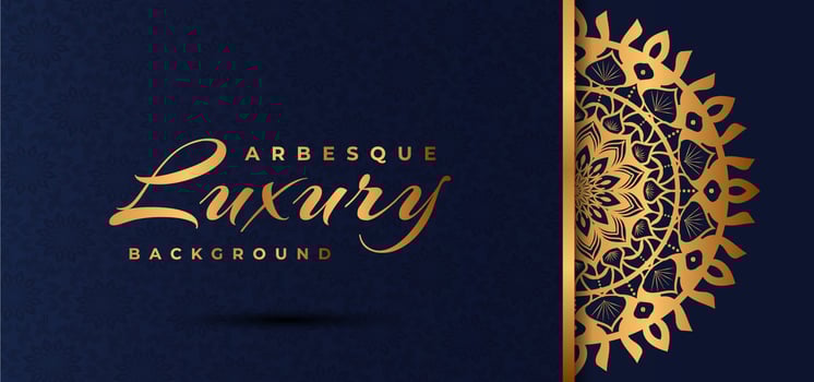 Golden Luxury Mandala Design with Blue Arabesque Pattern vector