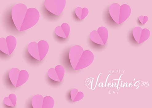 Happy Valentines Day background with folded hearts  vector