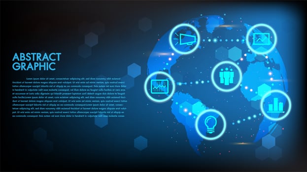 Global Abstract digital business and technology Hi-tech concept world Map vector