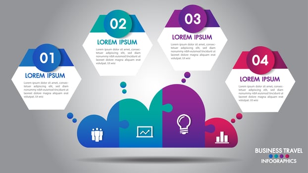 Cloud design business infographics 4 steps options  vector