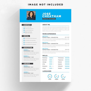 White resume template with blue details vector