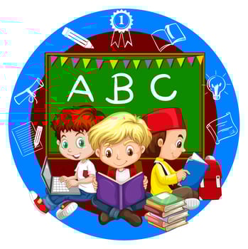 Boys reading books together vector