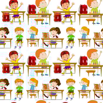 Seamless students in classroom vector