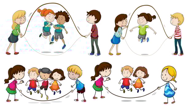 Children jumping rope vector