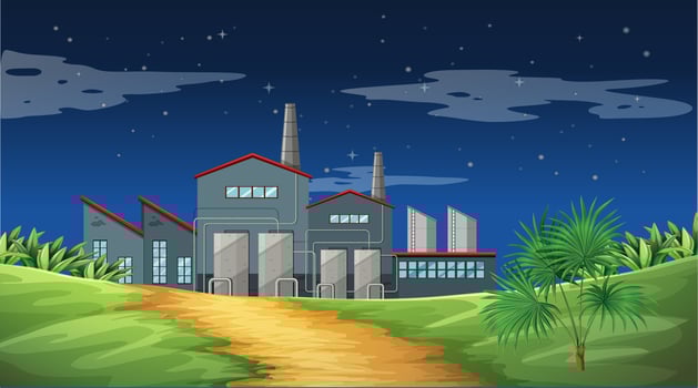 Pollution from factory theme scene in nature vector