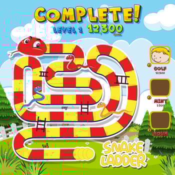 Snake Ladder game template vector