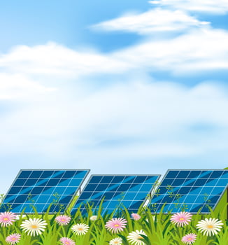 Solar panel in field vector