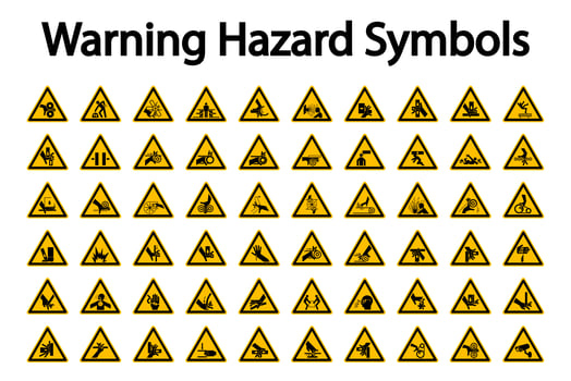 Triangular Warning Hazard Sign Set vector