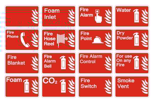Set Fire Symbol Sign board on white background vector