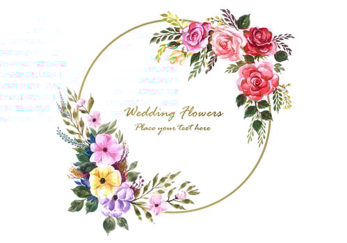 flowers frame with wedding card background vector