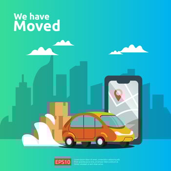new location announcement  vector