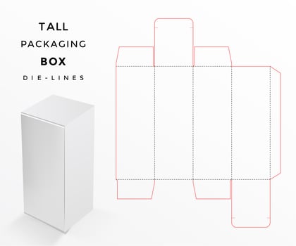 tall packaging box die lines vector
