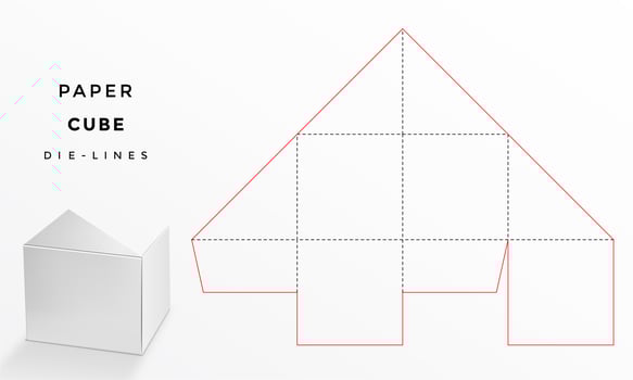 paper cube template with  die-lines vector