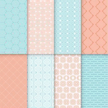 blue and orange seamless pattern collection vector