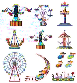 A set of fun fair rides vector