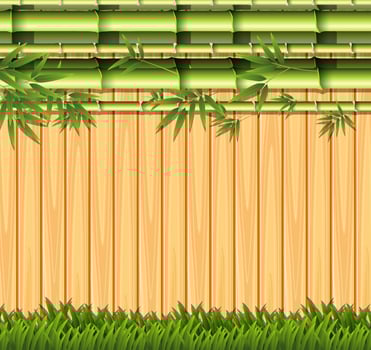 Bamboo and wooden fence concept vector