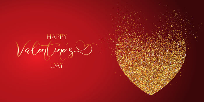 Valentine's Day banner with glittery heart design vector