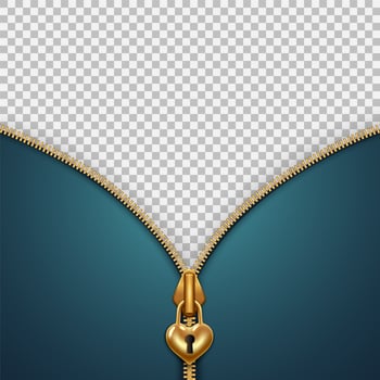 Banner with unzipped golden padlock zipper vector