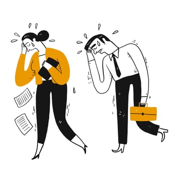 Businessman and workmate are crying or sweater  vector