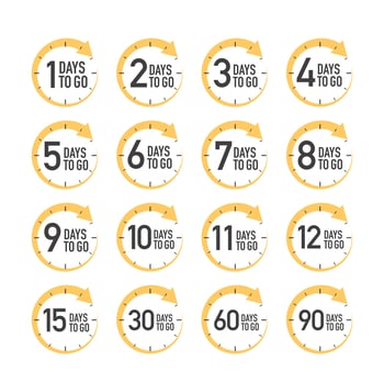 Days to go yellow set. vector
