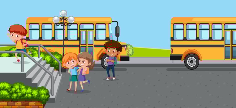 Student at school yard vector